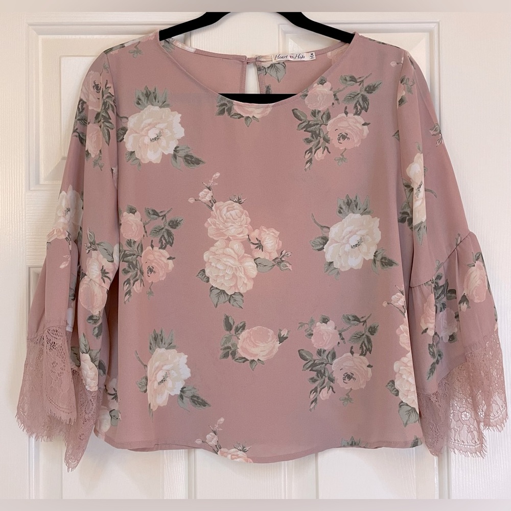 Pink Floral Blouse by Heart & Hips Medium